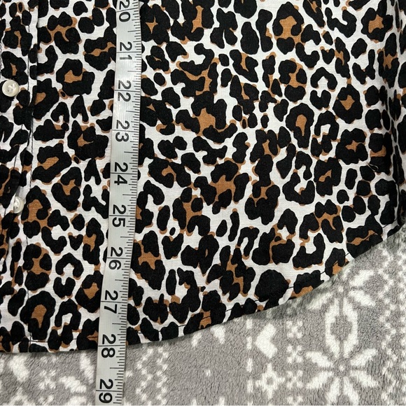 J. Crew Leopard Cotton/Linen Slim Perfect Shirt Long Sleeve Size 16 - Picture 8 of 12